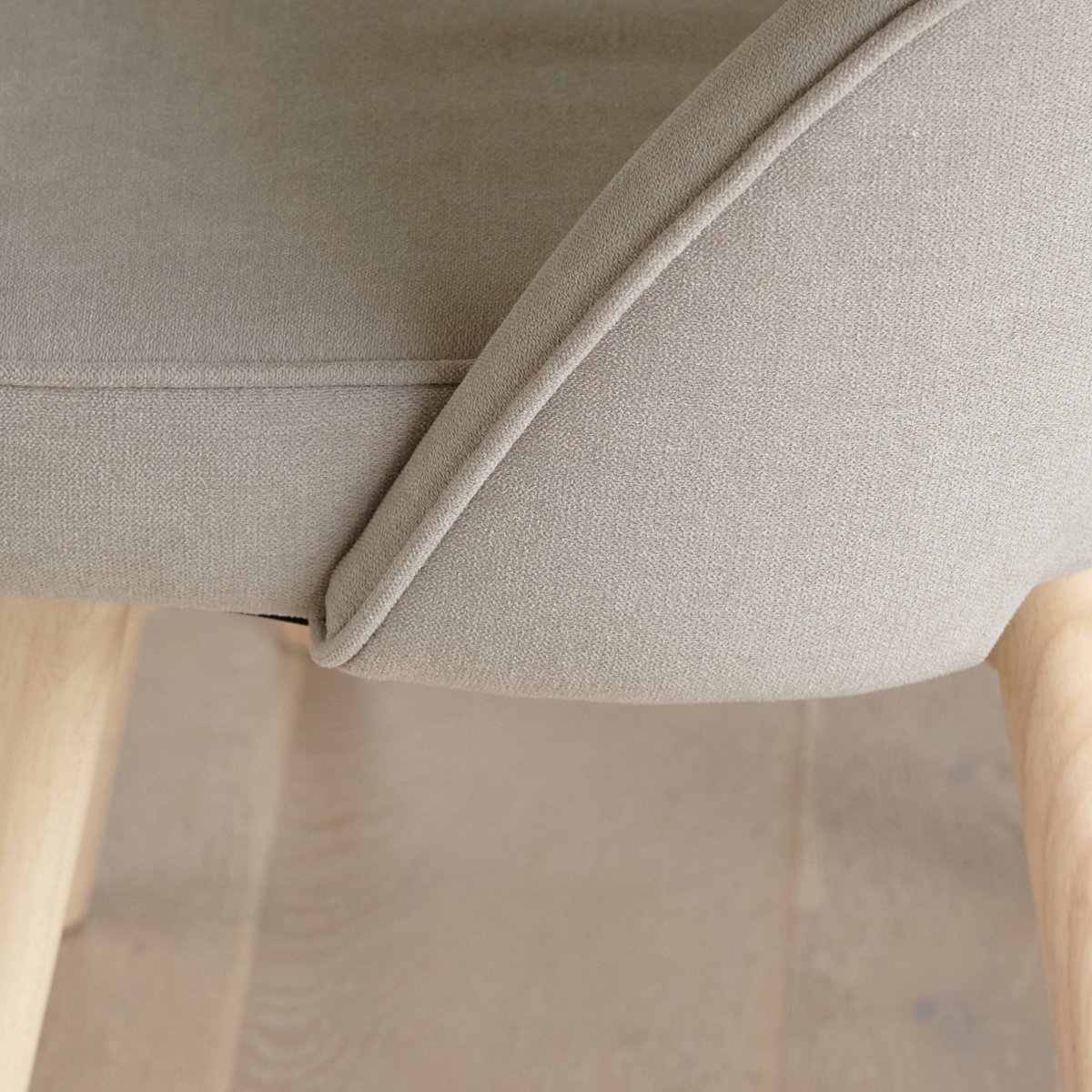 Amelia Whitewash Dining Table Set - 6 Seater - Marilyn Soft Beige Dining Chairs - Whitewash Legs - Image 9